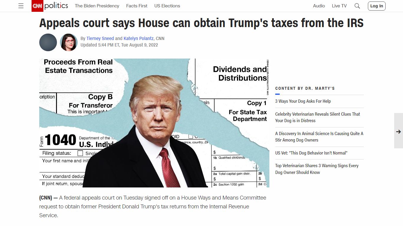 Appeals court says House can obtain Trump’s taxes from the IRS